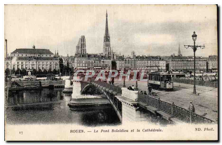 CPA Rouen Le pont Boieldieu et la cathedrale
