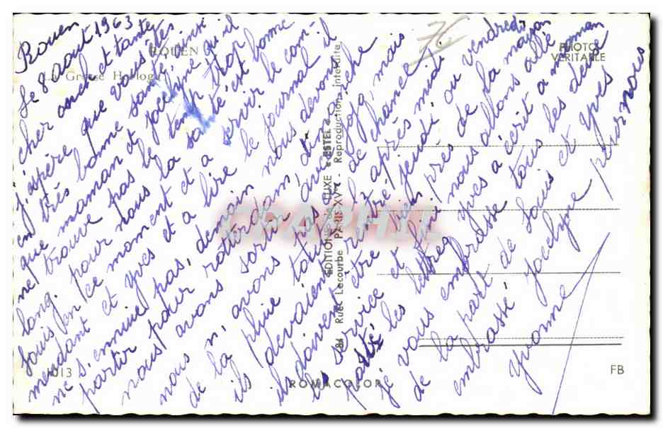 CPA Rouen Grosse holorge  — Verso