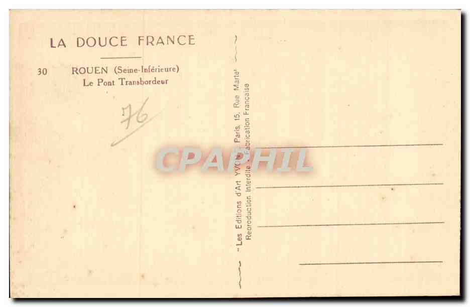 CPA Rouen Le pont transbordeur — Verso
