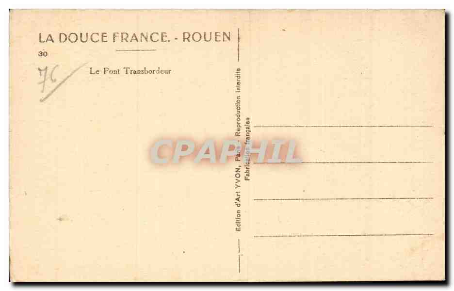 CPA Rouen Le pont transbordeur — Verso