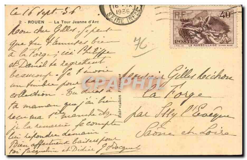 Rouen - La Tour Jeanne d Arc - CPA -  — Verso