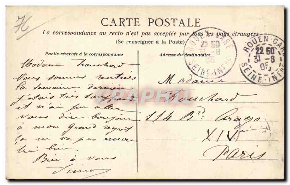 Rouen - Porte Guillaume Lion - CPA -  — Verso