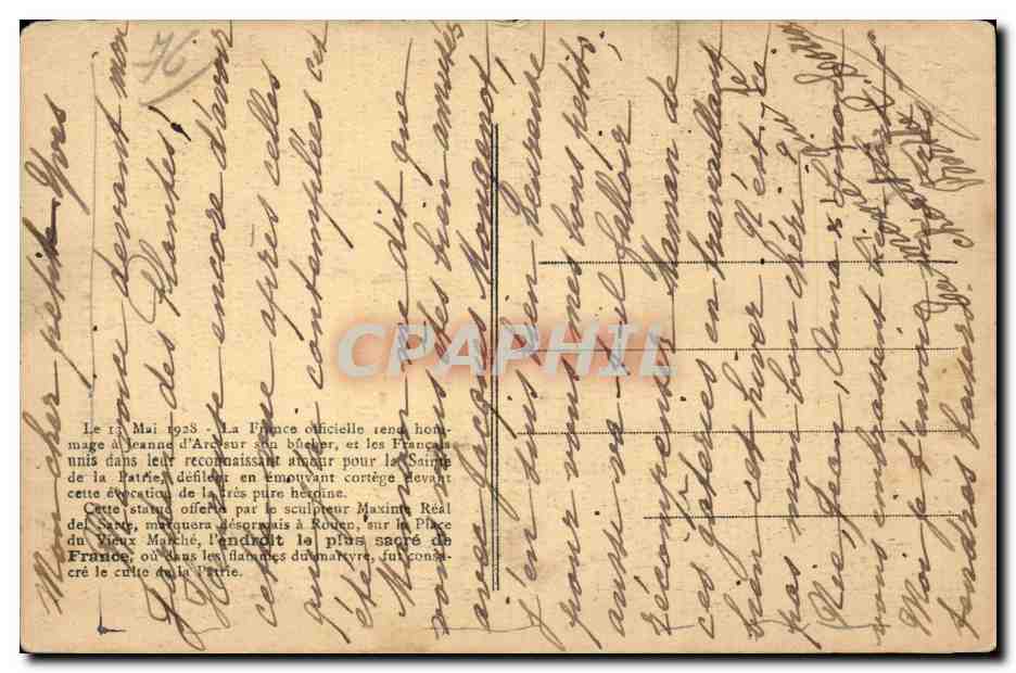 Rouen - La Priere pour la France - Jeanne D Arc - CPA -  — Verso