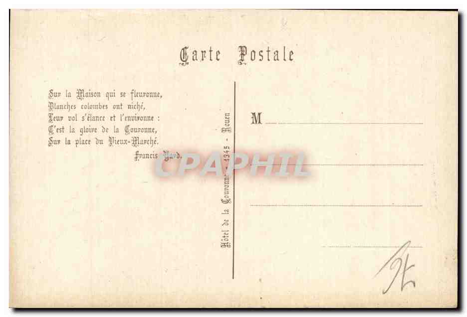 Rouen - Vieille Maison - Dessin a la Plume - CPA  — Rückseite
