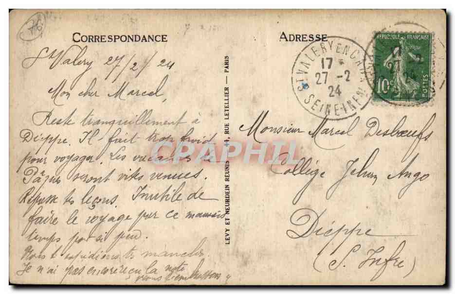 Saint Valery en Caux - Vue Generale prise de la Falaise d Amont - CPA  — Rückseite