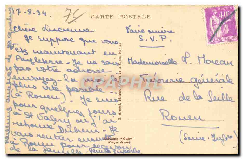 Saint Valery en Caux - Yacht rentrant au Port - CPA  — Rückseite