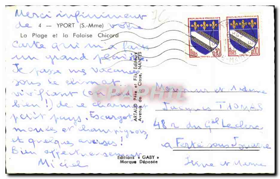 Yport - La Plage et la Falaise Chicard - CPA  — Rückseite