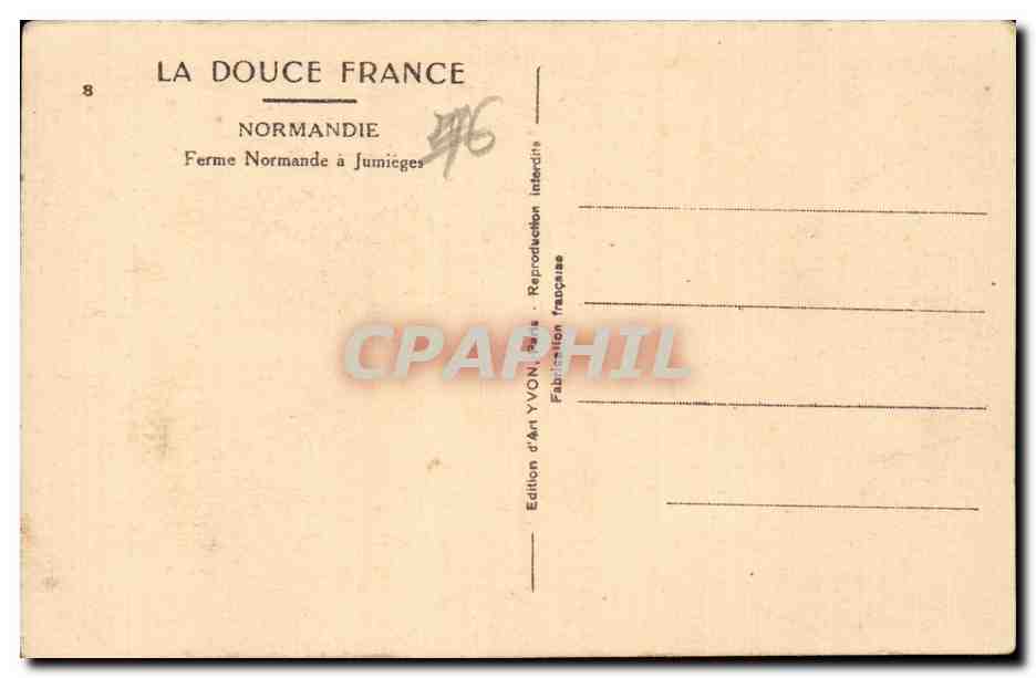 Jumieges - Ferme a Normande - La Douce France - CPA  — Rückseite