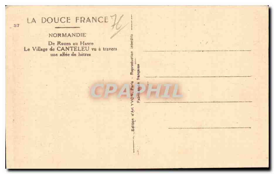 Le Village de Canteleu vu a travers - La Douce France - De Rouen au Havre - CPA  — Rückseite