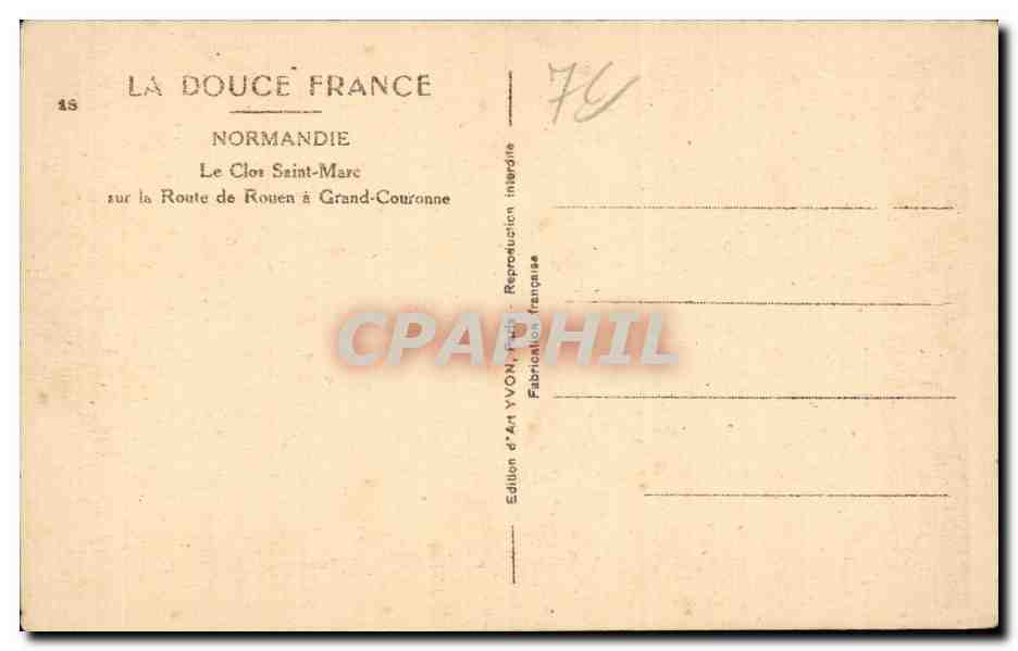 Rouen - Le Clos St Marc sur la route de Rouen - La Douce France - Yvon - CPA  — Rückseite