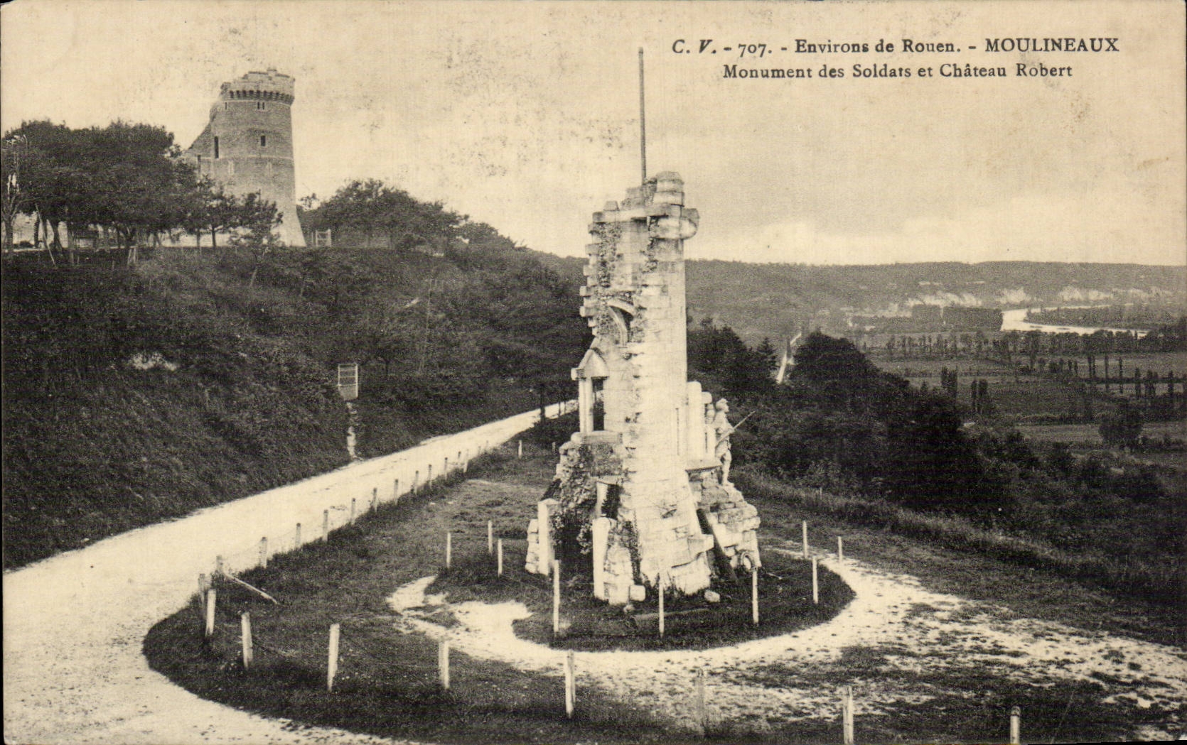 Moulineaux - Environs de Rouen - Monument des Soldats - Chateau Robert - CPA 