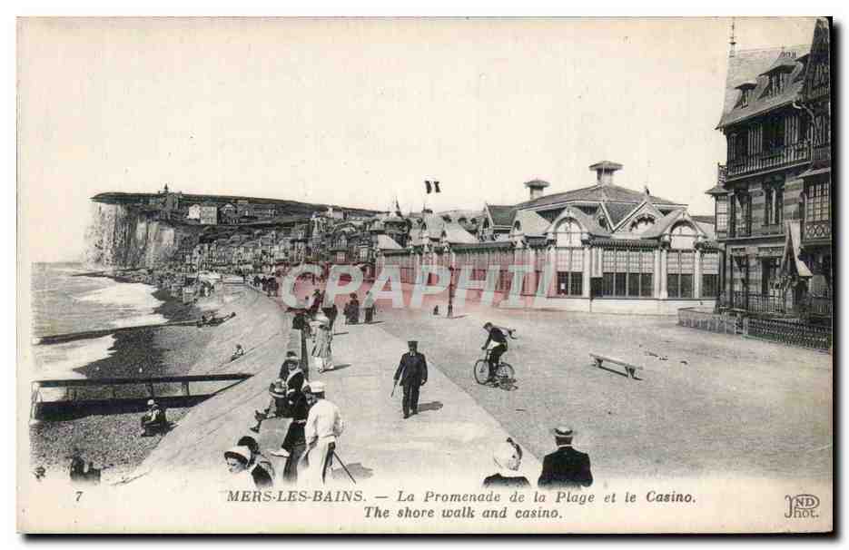 Mers les Bains - La Promenade de la Plage et le Casino - CPA 