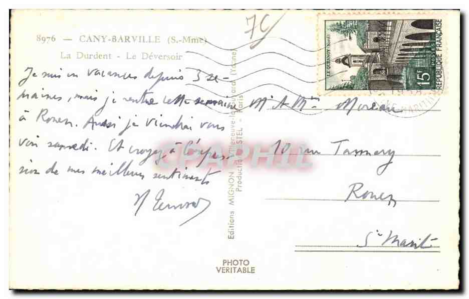 Cany Barville - La Durdent - Le Deversoir - CPA  — Rückseite