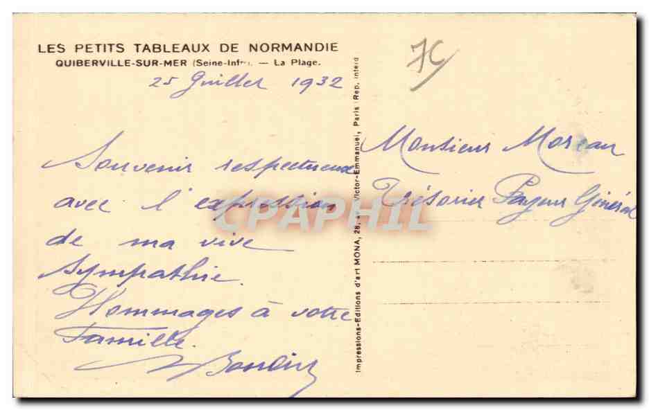 Les Petits Tableaux de Normandie - Quiberville sur mer - La Plage - CPA  — Rückseite