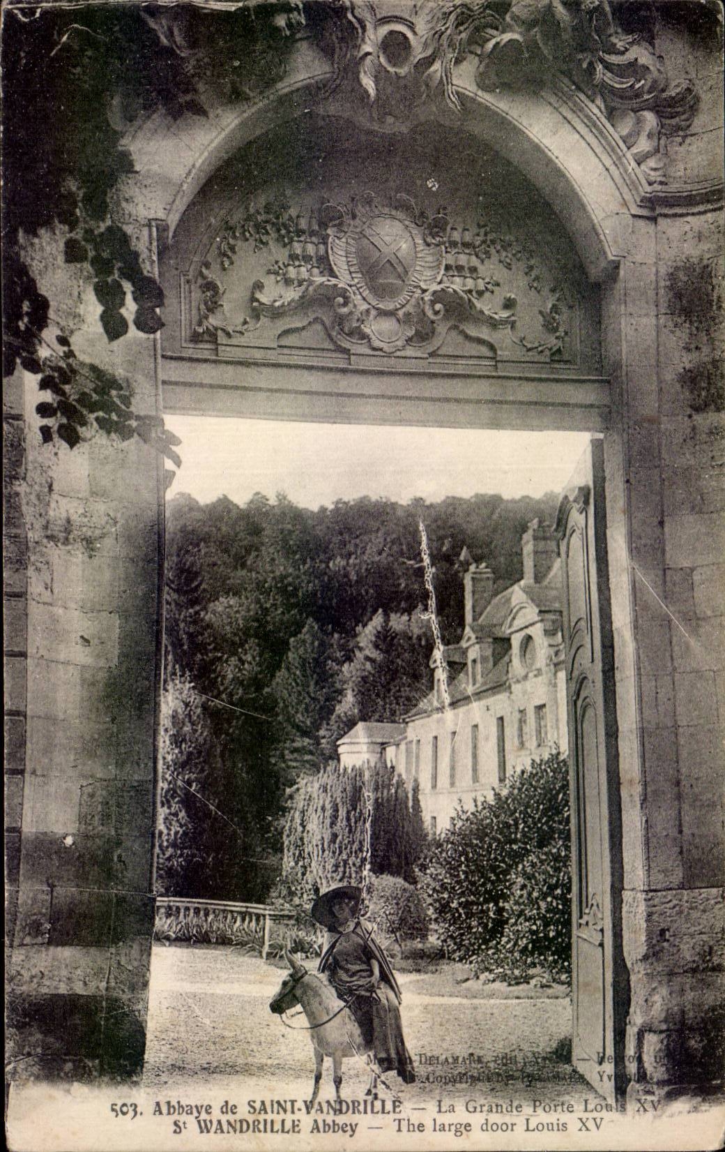Abbaye de Saint Wandrille - La Grande Porte Louis XV Ane donkey - CPA 