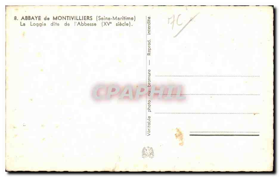 Montivilliers - L Abbaye - La Loggia - CPA  — Rückseite