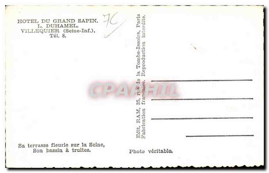 Villequier - Hotel du Grand Sapin - L Duhamel - CPA  — Rückseite