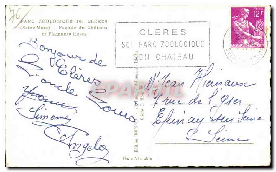 Cleres - Parc Zoologique - Facade du Chateau - CPA  — Rückseite