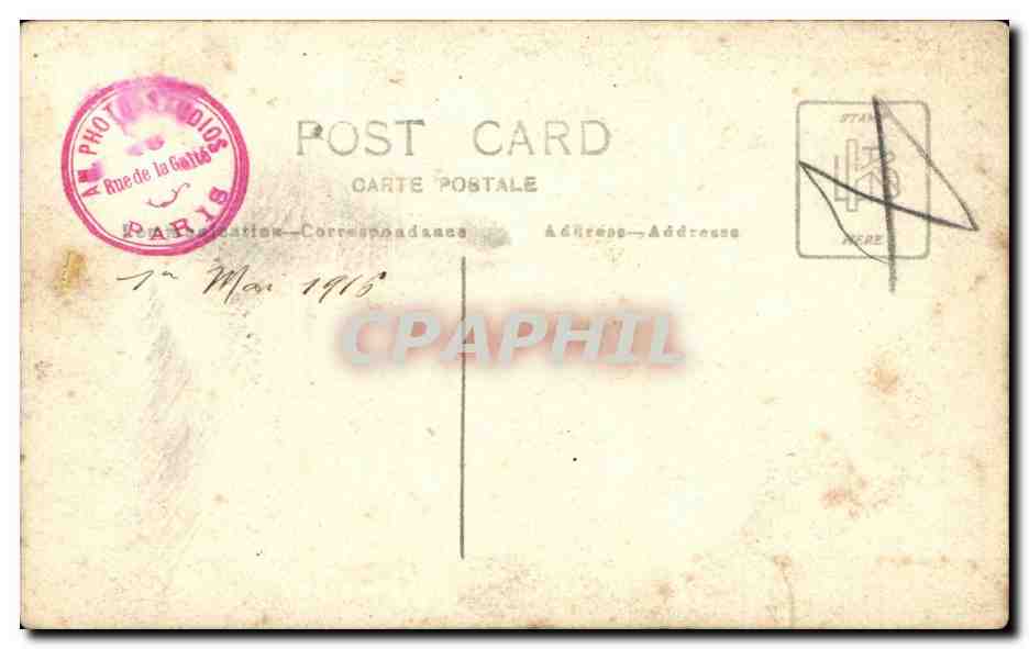 CARTE PHOTO Militaria Soldat Rue de la Gaite Paris Poilu — Rückseite