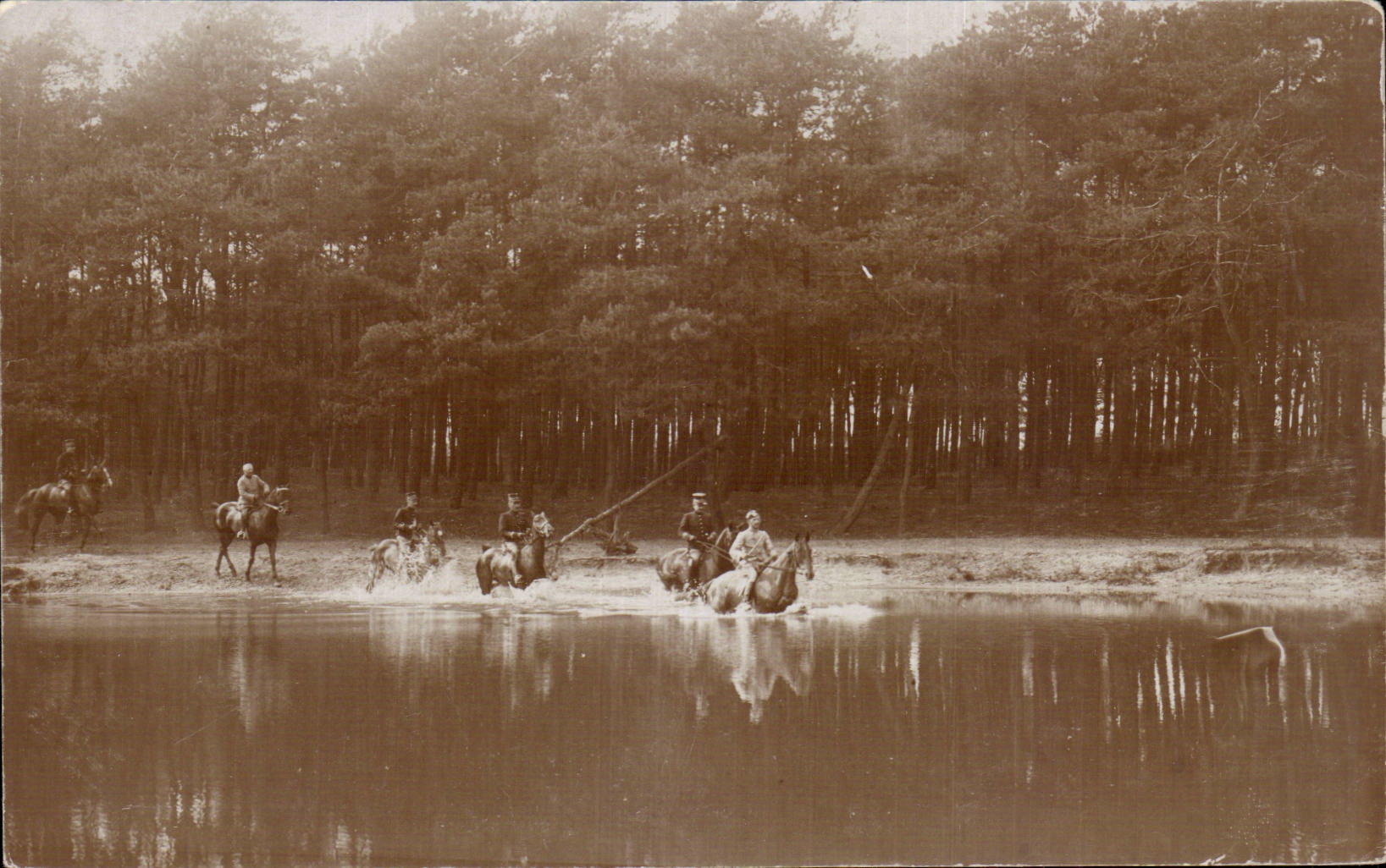 CARTE PHOTO Militaria Soldats a cheval 