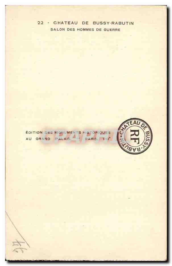 Château de Bussy-Rabutin — Salon des Hommes de Guerre — Édition des Monuments Historiques — Verso