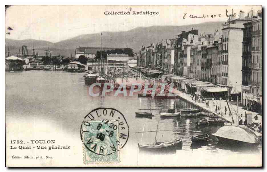 Toulon — Vue générale du Quai — Édition Giletta, phot., Nice, n° 1752