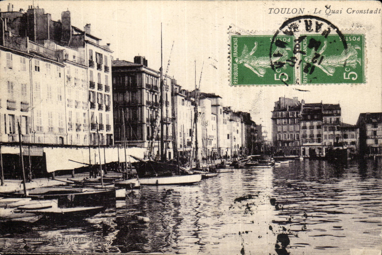 Toulon - Le Quai Cronstadt — vue du port avec bateaux — éditeur Chantepéridier