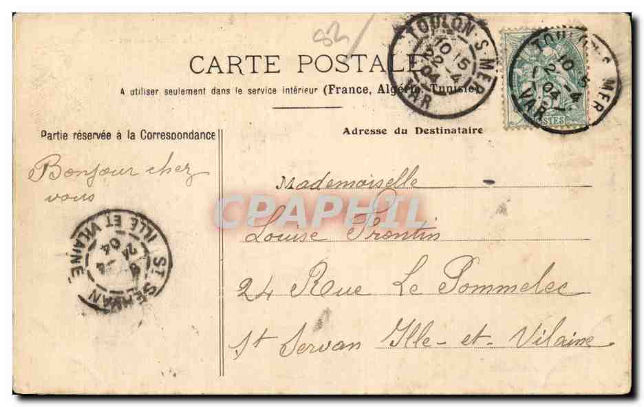 CPA Toulon Le carre du port La mairie — Verso