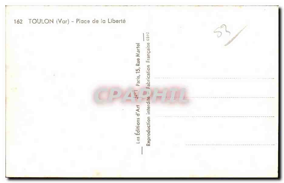 CPA Toulon Place de la liberte — Verso
