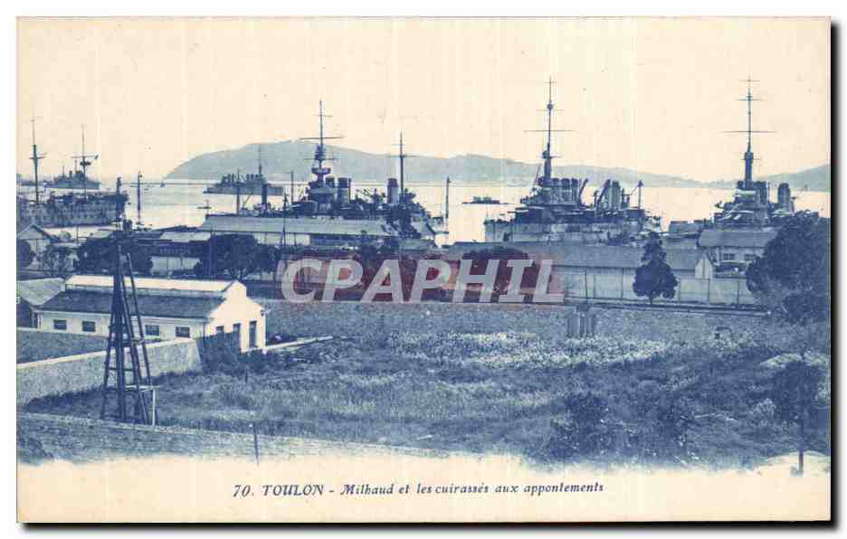Toulon - Milhaud et les cuirassés aux apponlements — G. Artaud, Nantes