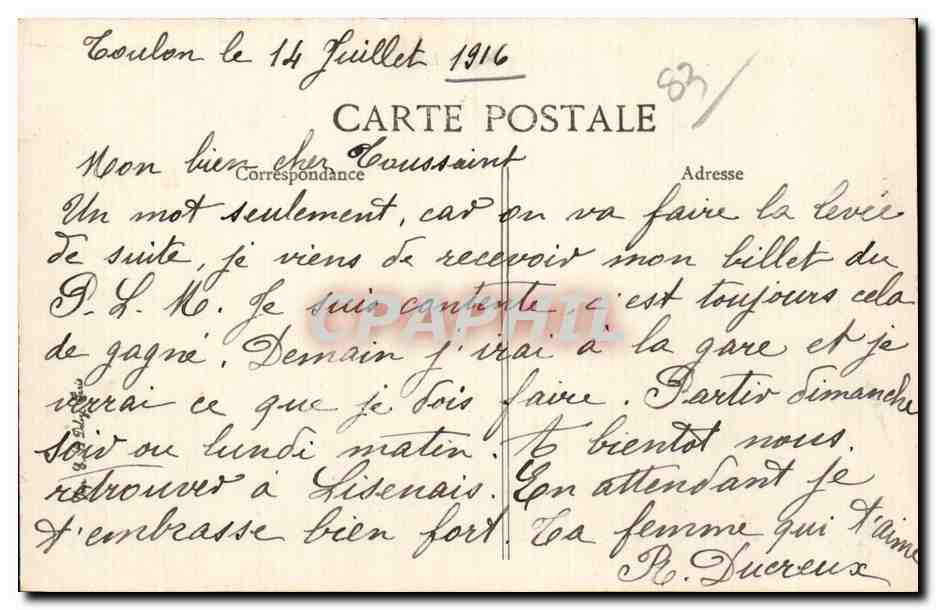 Toulon — Le Mourillon — Boulevard du Littoral — La Réserve — Verso
