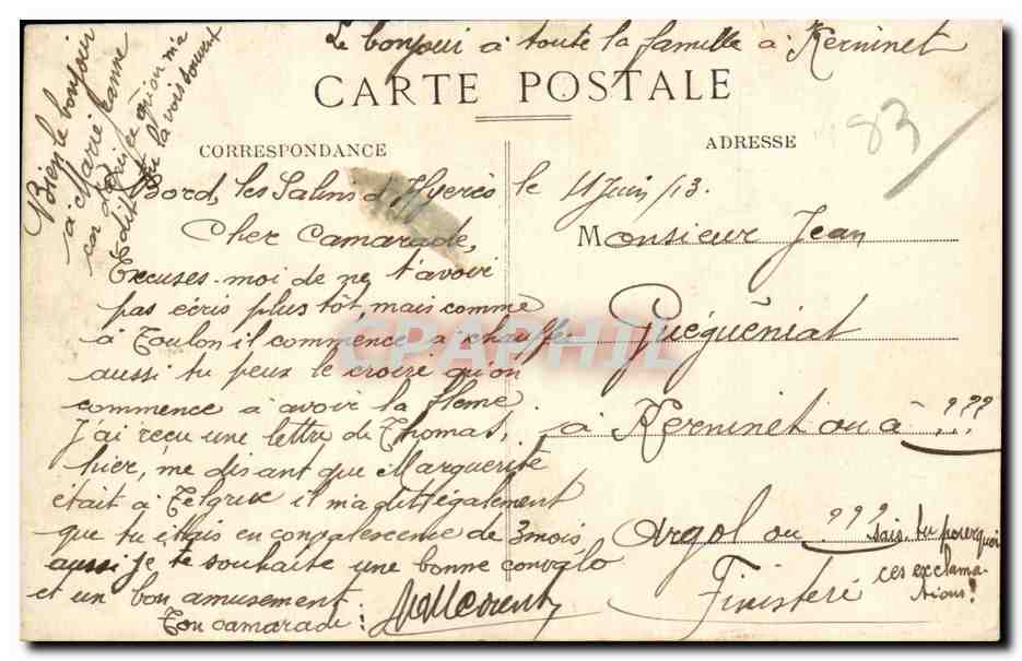 CPA Toulon Hopital Maritime de Ste Anne — Verso
