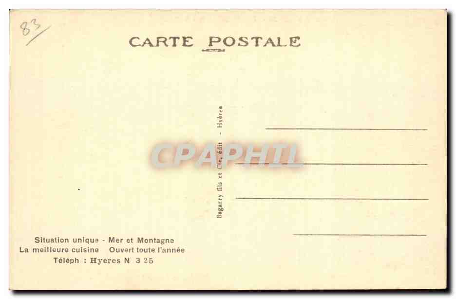 CPA Castel Pomponiana Hotel Route de San Salvadour Alamanarre Hyeres les Palmiers  — Rückseite