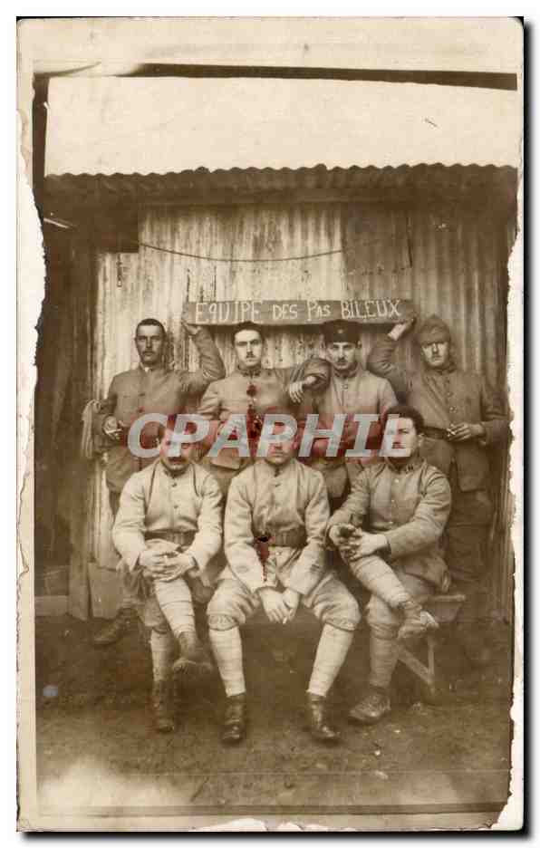 CARTE PHOTO Militaria Soldats Equipe des pas Bileux