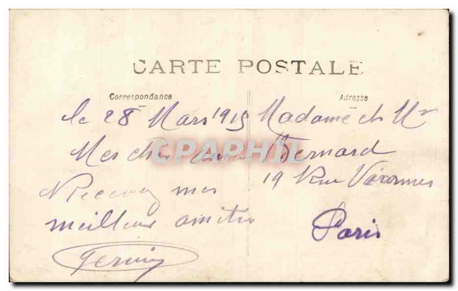 CARTE PHOTO Militaria Soldat Regiment de genie — Verso