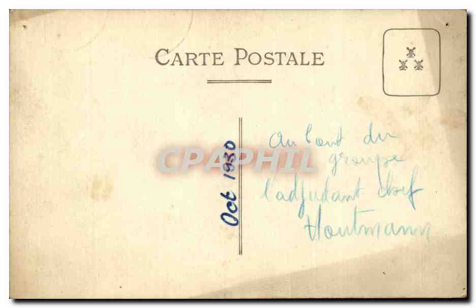 Groupe de soldats — Octobre 1930 — Adjudant Houltmann — Verso