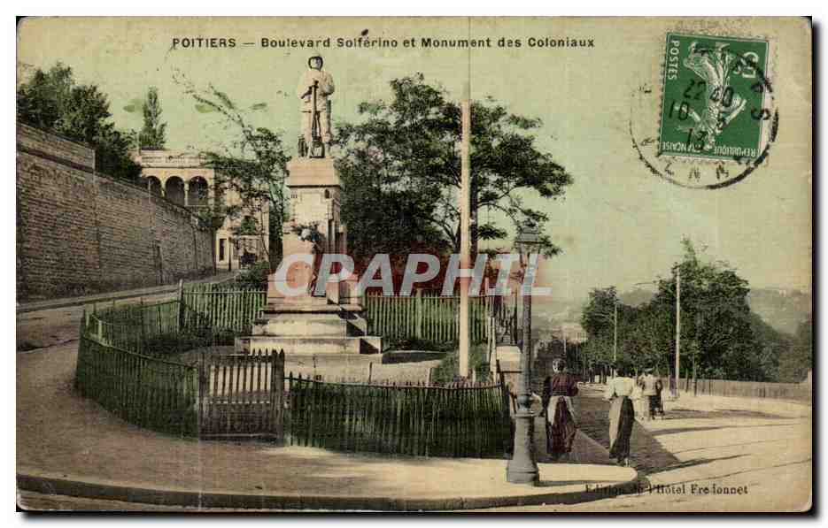 Poitiers — Boulevard Solferino et Monument des Coloniaux — Édition de l'Hôtel Frelonnet