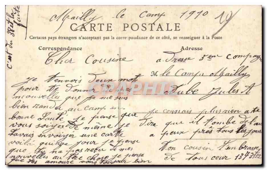 Mailly le Camp - Souvenir - avion - airplane - CPA  — Rückseite