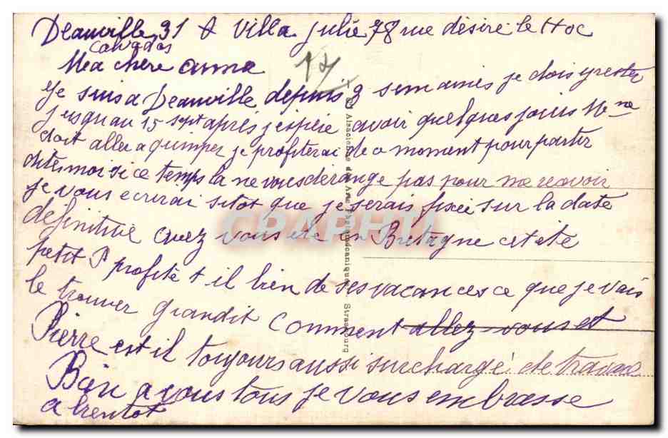 Deauville - Plage Fleurie - Le Casino - Les Jardins et les Tennis - CPA  — Verso