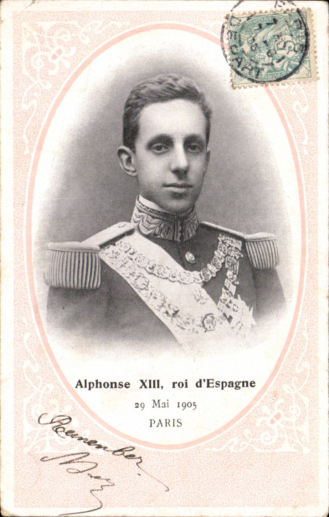 Alphonse XIII, roi d'Espagne — portrait en uniforme — Paris, 29 mai 1905