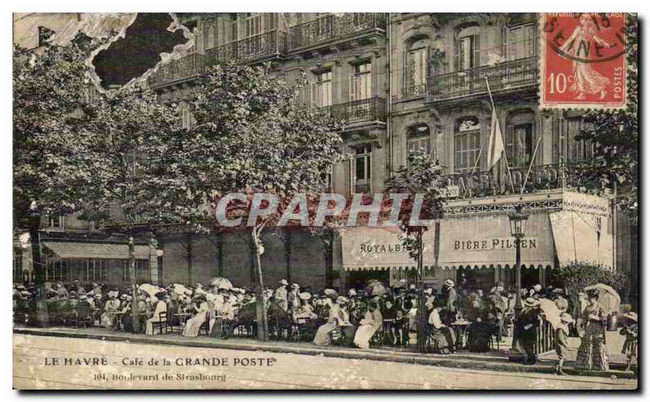 Le Havre - Cafe de la Grande Poste - Boulevard de Strasbourg - CPA 