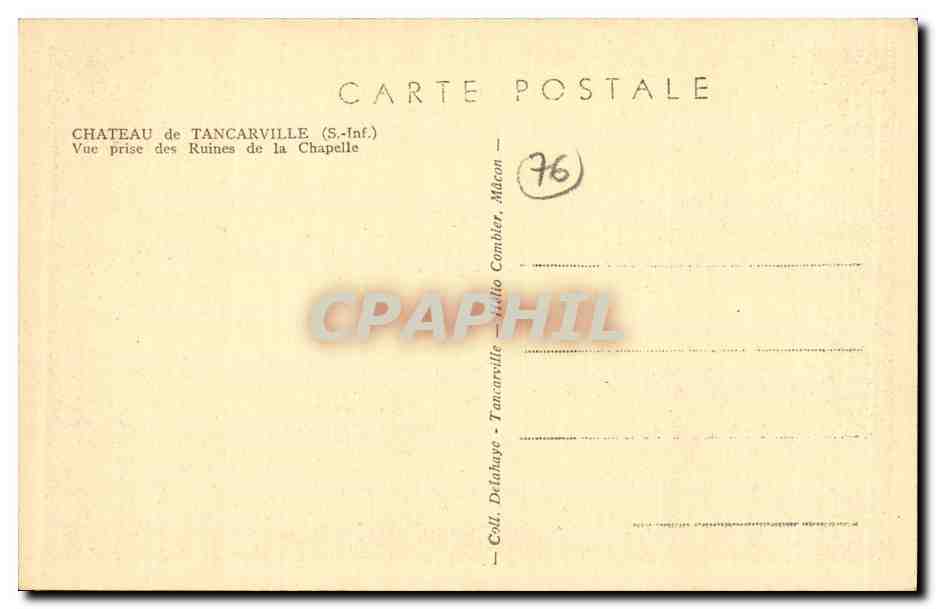 Tancarville - Ruines de la Chapelle - CPA  — Rückseite