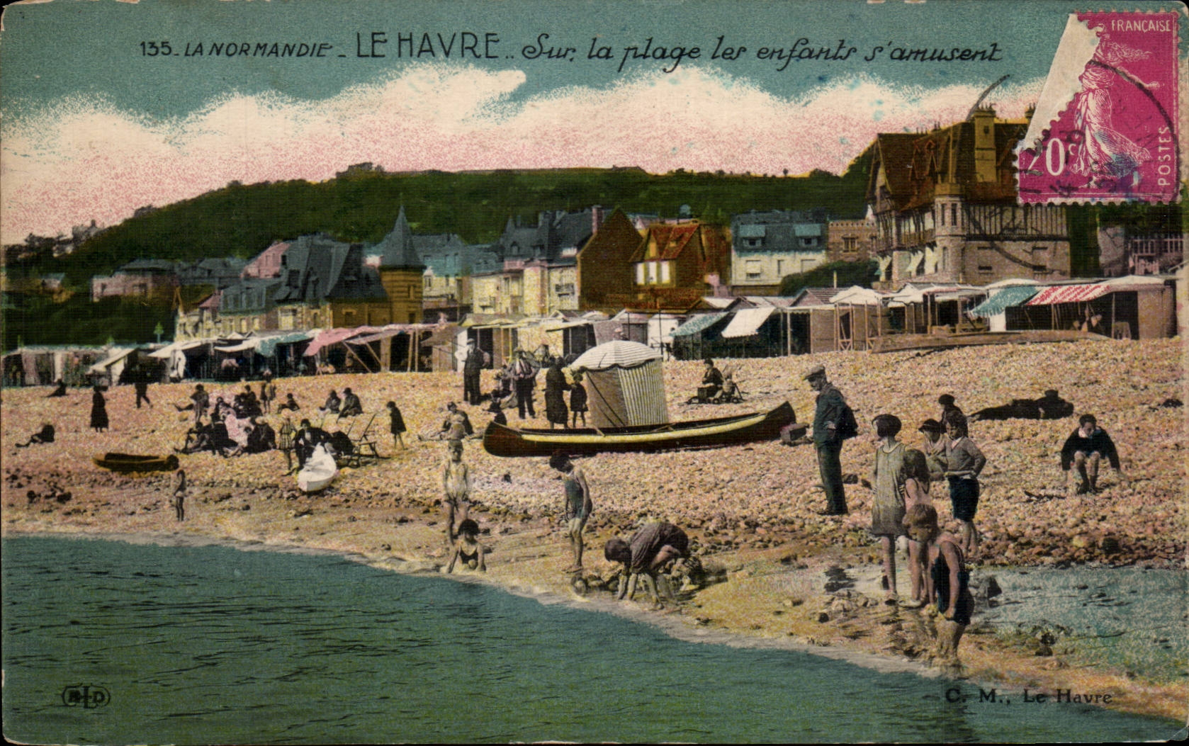 Le Havre - Illustration - Sur la Plage les enfants s amusent CPA 