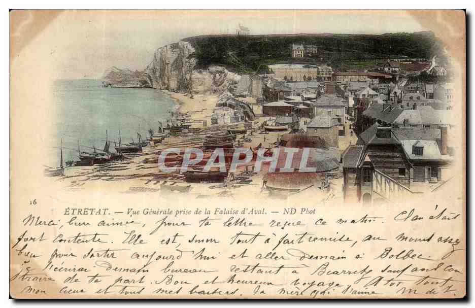 Etretat - Vue Generale prise de la Falaise d Aval - CPA 