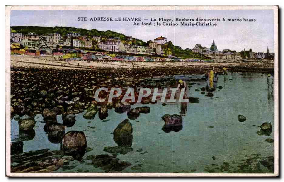 Ste Adresse Le Havre - La Plage - Rochers decouverte - CPA 