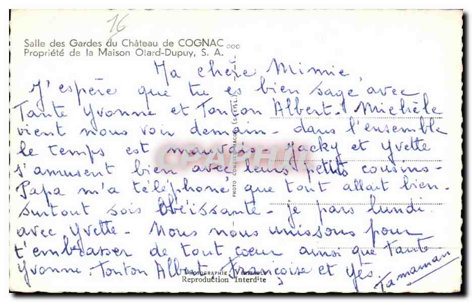 Salles des Gardes du Chateau du Cognac - CPA  — Rückseite