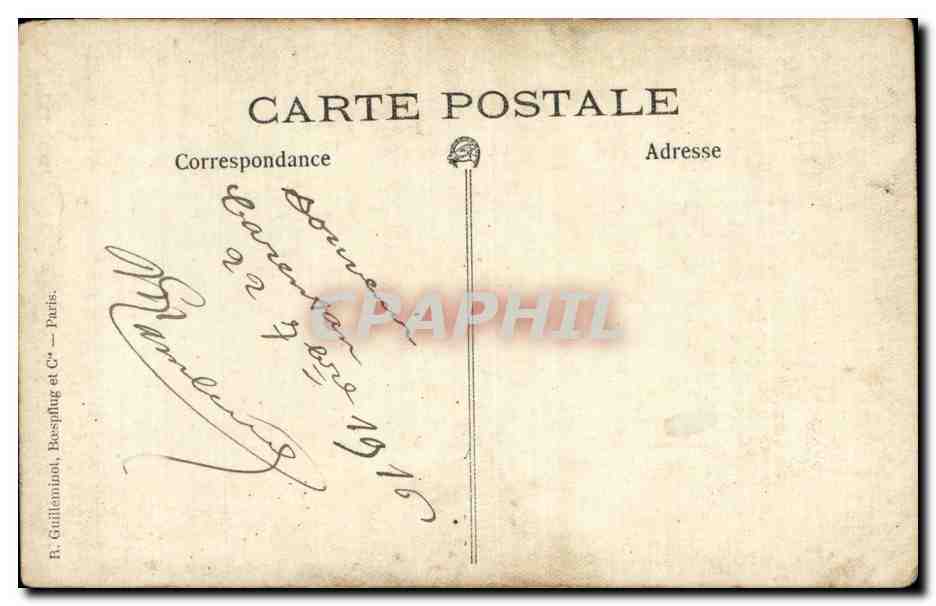 CARTE PHOTO Militaria Soldats Carentan 1916 — Rückseite