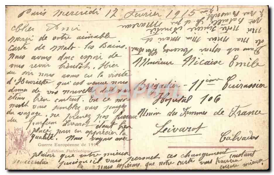 CPA Militaria Generaux Joffre et de Castelnau  — Rückseite