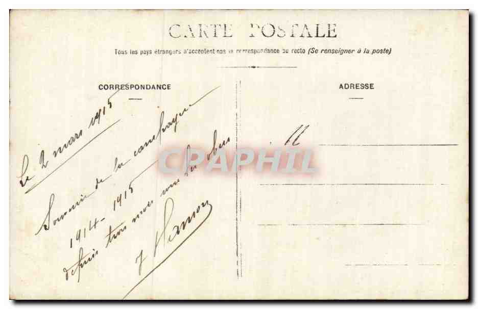Groupe de soldats — 1914-1915 — Carte postale anonyme — Reverso
