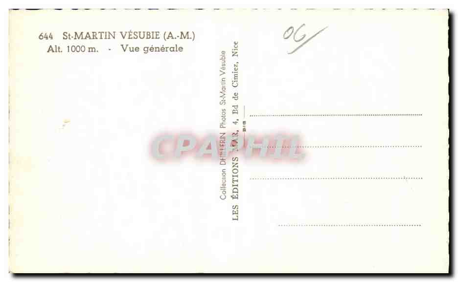 Saint Martin Vesubie - Vue Generale - CPA  — Rückseite